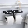 Porte-papier toilette porte-rouleau de serviette noir avec support de rangement pour téléphone portable accessoires de salle de bain muraux