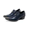 Chaussures habillées Men de mode occidental Point Metal Toe Luxury Handmade Men039S Cuir Blue Hauteur Augmentation 6288702