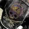 Brand Men Jacket and Coat Denim Jacket Skull Spring Autumn Fashion Streetwear Mens Jean Jacket Punk Outwear Clothing 210527