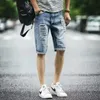 Herr jeans män 2022 denim shorts hål lapp capris sommarstudent stretch smala tunna tiggare 'byxor cyklist män hip hop