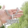 Hot Trendy Gold Plated Bling Iced Out Cz Diy Custom Name Letter Necklace with Mm Inch Rope Chain for Men Women