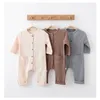 Кнопка из хлопка с длинным рукавом onsyie Baby Rompers Autum Unisex Newborn Baby Одежда сплошной цветной детской одежды 3-36м