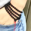 MG1037 6 mm Bracciale da donna in tormalina nera regolabile annodato a mano 108 perline Mala Yoga regalo per il suo braccialetto Mala