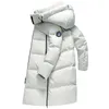 Men's thickened medium long white duck down fox fur collar down jacket cold trend coat men