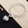 Charm Bracelets 925 Sterling Silver 8 Inch Zircon Key Heart Pendant Bangle For Woman Fashion Wedding Jewelry Gift