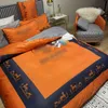 Luxury Orange Designer Queen Bedging Sets 4 ШТ. / Набор Лошадь Печатная шелковая Королевка Доступная Крышка Крышка Отель Постельное белье Мода Наволочки Быстрая корабль