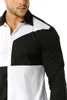 Black White Contrast Shirt Men Fashion Design Mens Hit Color Dress Shirts Long Sleeve Slim Fit Patchwrok Chemise Homme 2XL 210522