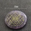 Natural Loose Gemstones 7-color Chakras Stone Ornament Engraved Geometric Triangle Pattern Sri Yantra Yoga Meditation Prop Reiki S317x