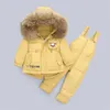 New Children's Down Jacket Fato Crianças Infantil 1-3 Anos Meninos Meninos 80% Pato Branco Para Down Tropilhado Estilo Coreano Casaco de Inverno H0909