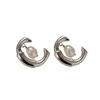 Stud Echt 925 Sterling Silber Ohrringe Für Frauen Barocke Perle C Geometrische Koreanische Ohrringe Luxus Party Chunky Statement Schmuck