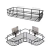 Iron Bathroom Storage Rack Metal Punch-Free Shelf Shower Wall-mounted Suction Basket Organizer Kitchen Home Corner Hanging Racks 210724