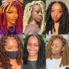 Synthetic Butterfly Locs Crochet Hair 12" 14" Burgundy Red Butterfly Distressed Braiding Hair 6pcs Bobo Faux Dreads Locs Hair