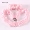 Boucles d'oreilles collier 4-8 MM puce perles pierre naturelle rose Quartz cristal Bracelet ensemble de bijoux pour les femmes cadeau