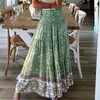 Bohemian Women Summer Skirt Casual Shrinkage Elastic High Waist Print Holiday Long Skirt Vintage Floral A-line Maxi Skirt Female 210507