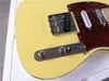 Yellow body electric guitar , Maple neck,Red pearl pickguard,With Black binding,provide customized services.