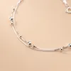 925 Sterling Prata Bead Anklet Feminino Caixa Dupla Corrente Mulher Jóias Presentes para Bracelete Namorada na perna Accessorie