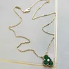 S Sier Flower Pendant Necklace with Diamond and Malachite Stone for Women Mother Birthday Jewelry Gift Have Stamp PS47313532482 L