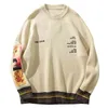 Laasbare hiphop trui pullover mannen Van Gogh schilderij borduurwerk gebreide trui Harajuku streetwear tops casual pullover 210909