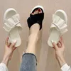 Chinelos casa plataforma feminina sapatos luxo slides em uma cunha bege sandálias de salto alto med 2021 designer preto massagem verão rom