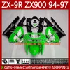 Moto Bodywork for Kawasaki Ninja zx 9r 9 r 900 cc zx9 r zx900c 94-97 바디 100no.0 zx900 900cc zx-9r zx9r 94 95 96 97 zx-900 1994 1995 1996 1997 OEM 페어링 키트 금속 녹색