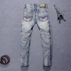 Ly vintage moda uomo jeans di alta qualità retrò angosciata lavaggio slim fit strappato per streetwear hip hop denim pantaloni da uomo