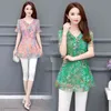 Blusas Feminina Chiffon Middle-aged Women Vetement Femme Shirt Shorts Sleeve Plus Size Print Blouse 928i 210420