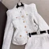 HIGH STREET Designer Runway Suit Set Womens Gold Buttons Tweed Jacket Shorts Set