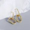 Boucles d'oreilles ovales géométriques en argent Sterling 925 pour femmes, boucles d'oreilles détachables de Style métallique Simple pour femmes S-E1412