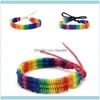 Urok BiżuteriaFaso Rainbow Gay Lesbijka LGBT Pride Bransoletka Bransoletka Bransoletka Przyjaźń Bransoletki Handmade Pleciony Nadgarstek Miłość Biżuteria Walentynki