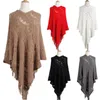 Höst kappa Lång Chic Crochet Tassels Pullovers Womens Capes Hollow Out V Neck Elegantes Cape Coat Mujer Suéteres C06403B 210421