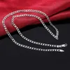 925 sterling silver 16/18/20/22/24/26/28/30 inches 4MM Side Chain Necklace For Women Men Fashion Wedding Jewelry Gifts