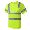 Herren-Polohemd mit hoher Sichtbarkeit, reflektierendes Sicherheitshemd, Arbeitskleidung, mit Tasche, Arbeitskleidung, T-Shirt für Herren, 7XL