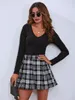 Kjolar 2022 Kvinna veckad kjol Autumn Fashion Est Plaid Office Lady Lady