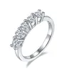 クラスターリングBOEYCJR 925シルバーDカラー3.5mmトータル1.0ct Moissanite VVS1シンプルデザイン結婚指輪マッチングバンド