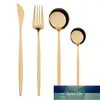 4 pezzi set di posate in oro nero stoviglie in acciaio inossidabile posate posate coltello da bistecca forchetta cucchiaio per posate da cucina del ristorante prezzo di fabbrica