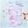 Three-Pieces Sets For Baby Girl Summer Swimsuit Two-Pieces Fish Scales Girls Bikini Swimsuits Kids Toddlers Bathing Suits Children Casual Beach Swimwear