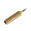 Золотой от 3,5 мм мужского до 6,35 мм женского коннектора Усилитель Усилитель Аудио Адаптер Микрофон Аукс -преобразователь