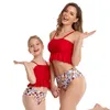 Matching Family Mother Girl Bikini Ruffle Women Swimsuit Children Baby Kid Beach Swimwear Biquini Infantil 210417