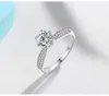 Luxury 6mm 1 Carat Zirconia Diamond Ring Female 925 Silver Wedding Jewelry Promise Engagement Rings For Women J-406