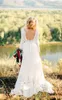 Wedding Country Dresses Backless Bride Gown Long Sleeves D Floral Applique Chiffon Sweep Train Scoop Neck Custom Made Plus Size Vestido De Novia e