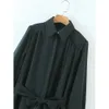 Women Dress Long Sleeves Belted Midi Shirt-style Satin Dress Elegant Chic Lady Fashion Casual Woman Dresses 210709