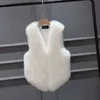 Fashion Faux Fur Kamizelka Odzieży Odzieży Kobiet Casual Uliczny Kurtka Krótki kamizelka Kobieta V Neck Bez Ryfeles Ry Płaszcz 210526