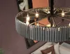 Lampada moderna minimalista rotondo lampadario di cristallo fumé luce LED E14 tavolo da pranzo da soggiorno Art Déco moderno ovale sospeso