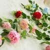装飾的な花の花輪人工シミュレーションローズウエスタンペーニーバッドコアバインウェディングデコレーションソフトアイビーガーランドシルクフェイクフェイクフェイクフェイク
