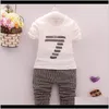 Baby Maternità Drop Delivery 2021 Baby Boy Sets Spring Cotton Number Stampa Tshirtscoatspants a maniche lunghe 3 pezzi Abiti per bambini Coagulo per bambini