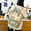 5 Set Women Backpack Harajuku Plaid School Bags For Teenage Girls Boy Kawaii College Student Kids Book Bagpack Rucksack 2022 220224