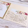 Party Supplies Romantic Blush Pink Spring Flower Glittery Laser Cut Pocket Wedding Invitation Kits RH9920