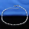 2021 Hot Selling Gestempeld 925 Sterling Zilveren Ankentjes Voor Womens Simple Beads Silver Chain Anklet Enkle Foot Jewelry