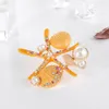 Pins Brooches Vintage Starfish Brooch Jewelry Gift Luxury Zircon Pearl Broche Elegant Temperament Natural Shell Lady Broach Pin Seau22