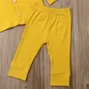 Мода осень весенние сплошные 5 цветов новорожденного девочка мальчика вязаные наряды набор длинные рукаву кнопки + брюки брюки милая одежда G1023